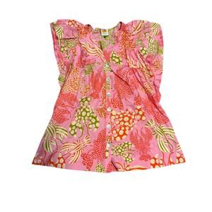 Farm Rio mixed lobster pink mini dress size small